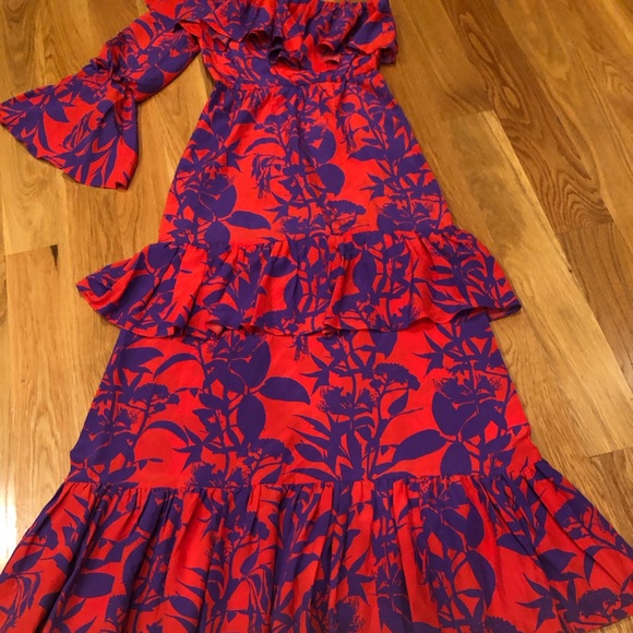 Borgo De Nor Dresses & Skirts - ❤️❤️BORGO DE NOUR Tiered Maxi Dress,One Sleeve, SZ 6 (small stain)